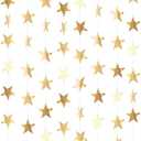 Patelai Glitter Star Garland Banner Decor 130 Feet Star Hanging Bunting Banner Twinkle Backdrop for Classroom Baby Shower Wedding Birthday Christmas Party Supplies(Champagne Gold)