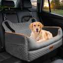 Dog Car Seat for Large/Medium Dogs - Memory Foam Dog Booster Seat for Under 55Lbs or 2 Small Dogs-Detachable and Washable Travel Bed with Thick Cushion and Storage Pockets-Grey 