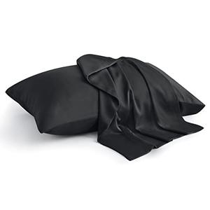 BEDELITE Pillow Cases Queen Size Set of 2, Rayon Derived from Bamboo, Cooling Pillow Cases for Hot Sleepers & Night Sweats, Breathable and Silky Soft Envelope Pillowcases(Black, 20"x30")