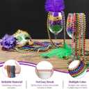 16pcs Teal Plastic Round Beaded Necklaces, 33inch Mardi Gras Party Decoration Supplies