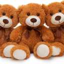 MorisMos 3Pcs Teddy Bears Bulk Baby Shower, 14inch Cute Teddy Bear Stuffed Animals Plush, Small Stuffed Bears on Centerpiece Baby Shower, Dark Brown