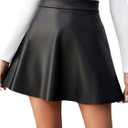 Verdusa Women's PU Leather A Line Skirt High Waisted Mini Skirts Formal Elegant Outfits XS