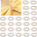 60 Pcs Gold Disposable Napkin Rings, Imitation Pearl Napkin Rings Holder Beaded White & Golden Beaded Serviette Buckles for Formal Wedding Dinner Home Decor Party Supplies (Gold, 60 Pcs)