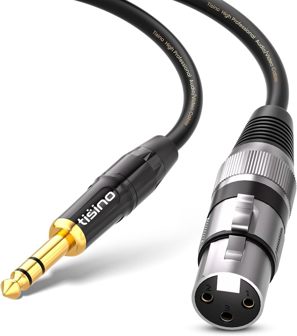 Tisino Female XLR to 1/4'' TRS Microphone Cable, 6.35mm Stereo Jack to 3-pin XLR Female Balanced Interconnect Micphone Cable - 6.6FT