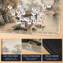 Chinoiserie Mahjong Mat for Table, Traditional Asian Chinese Pavilion Mountain Landscape 31.5" x 31.5" Non-Slip & Noise Reduction Mahjong Mat for Poker Dominoes Cards & Board Games