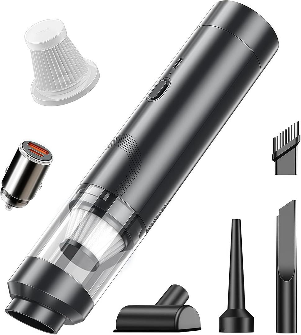 Handheld Car Vacuum, Portable Car Vacuum Cordless 4 in 1 Small High Power Cordless Cleaner, Mini Cleaner with Charger and Multi-Nozzles for Desk,Home,Office