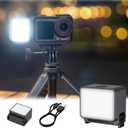 JJC Action 5 LED Light, Magnetic Auxiliary Fill Light for DJI Osmo Action 5 Pro 4 3 / Xtra Edge Pro Accessories, Rechargeable IPX5 Waterproof Mini Video Light, for Selfie Vlog Recording Lightweight