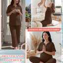 JoyMotion 2 Piece Maternity Outfit for Women, Coffee, Large