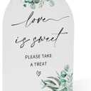Greenery Love is Sweet Sign, 8 x 11 Inch White Arch Acrylic Wedding Sign with Holder, Wedding Sign for Ceremony and Reception, Wedding Decoration, Wedding Supplies - H25