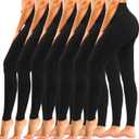 yeuG 7 Pack High Waisted Leggings for Women Tummy Control Soft Workout Yoga Pants Full Length & Capri (Large-X-Large, 01#black)