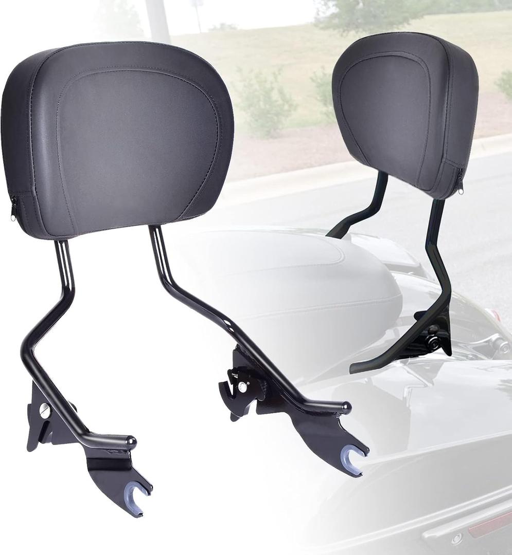 Detachable Sissy Bar Passenger Backrest Compatible with Harley Touring, Fit for Road Glide Street Glide Road King Electra Glide CVO Ultra Classic Ultra Limited 2009-2024 with Latch Clip (Black)