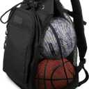 Fitdom Heavy Duty Small Mesh Equipment Ball Bag w/Adjustable Backpack Shoulder Strap Design for Coach. 3 Different Size Compartments. Perfect for Soccer Football Volleyball Basketball & Water Sports
