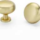goldenwarm 5 Pack Gold Cabinet Knobs Brushed Brass Dresser Drawer Knobs, Gold Kitchen Cabinet Pulls Round Cupboard Hardware Zinc Alloy