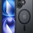 FNTCASE for iPhone 16 Phone Case: Magnetic Translucent Matte Shockproof Slim Cell Phone Cover - Military Grade Drop Proof Hard Back Anti-Fingerprint Protective Case (Black)