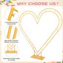 7FT Metal Double Heart Arch Stand for Proposal Heart Balloon Arch Wedding Arch Frame for Ceremony,Valentine's Day,Engagement,Birthday Party Decor (Gold)