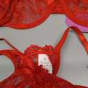 Avidlove Underwire Lingerie for Women Sexy Floral Lace Bra and Panty Two Piece Matching Sets (Medium, Red)