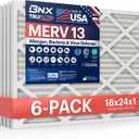 BNX TruFilter 18x24x1 Air Filter MERV 13 (6-Pack) - MADE IN USA - Electrostatic Pleated Air Conditioner HVAC AC Furnace Filters for Allergies, Pollen, Mold, Bacteria, Smoke, Allergen, MPR 1900 FPR 10