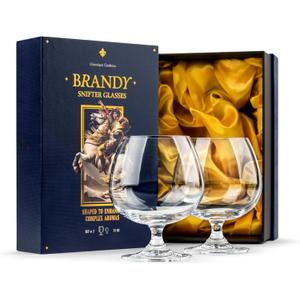 Large 21 oz Crystal Brandy and Cognac Snifter Glasses | Set of 2 Short Stem Giant Sniffer Bowls | Drinking and Tasting Glassware for Bourbon, Scotch, Tequila, Armagnac, Rum, Beer, Liquor