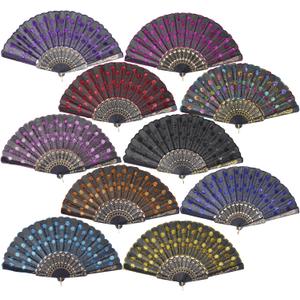 QIRMIZI 10 PACK Fabric Folding Handheld Fans, Perfect for Weddings, Parties, and Dancing,Mixed