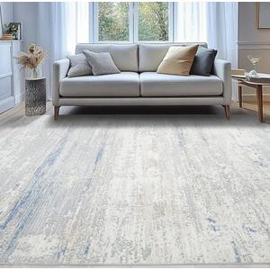 Washable Rugs 8x10 Area Rugs for Living Room- Modern Abstract Rugs for Bedroom,Dining Room, Large Soft Low Pile Carpet with Non Slip Rubber Backing,Neutral Accent Rug for Nursery Home Office