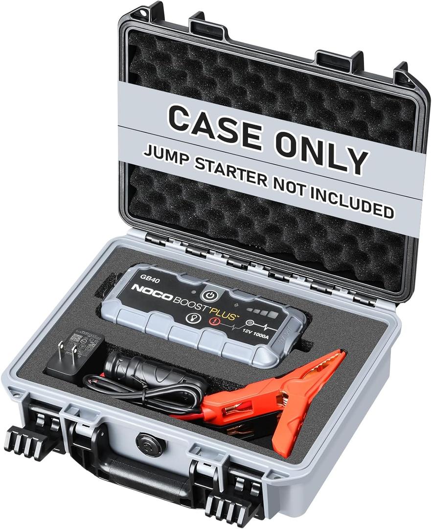 Case for NOCO Boost GB40 & GB20  Waterproof Hard Shell Carrying Case with Custom Pre-Cut Foam, Shockproof Protective Travel Box Compatible with NOCO GB40/GB20 UltraSafe Jump Starter (Case Only)