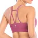 RUNNING GIRL Sports Bras for Women Backless Padded Sports Bra Tank Top Long Line Gym High Impact Sports Bra Push up(WX2569 Rose Red,M)