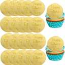 mdgfge 20 Pieces Happy Father's Day Acrylic Cupcake Toppers, Cake Disc Mirror Round Circle Engraved Disc Gold Cupcake Cake Topper for Fathers Day Birthday Family Party DIY Cake Cupcake Dessert Decor
