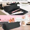 Hair Tools Travel Bag, Large Capacity Hair Tools Organizer with Dual Neoprene Layers, Extended Zipper, Magnetic Fastener, Interior Pockets, Portable Organizer with Heat-Resistant Mat for Flat Irons (Black)
