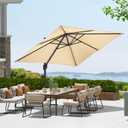 ChicCoutured Patio Umbrella, Rectangular Cantilever Outdoor Patio Umbrella Aluminum 10ft, 360 Degree Rotation for Garden Deck Pool Patio (Beige)