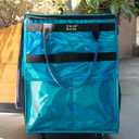 Reusable Grocery Bag On Wheels, Shopping Trolley, Rolling Tote with 8 Pockets and Zipper Cover, Foldable, Heavy Duty Handles, Carries Up to 46 LBS (Medium, Glitter Blue)