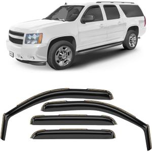 CLIM ART in-Channel Incredibly Durable Rain Guards for Chevrolet (Chevy) Suburban 1500 2007-2014/Suburban 2500 2007-2013, Original Window Deflectors, Vent Window Visors, Vent Deflector, 4 pcs.- 607180