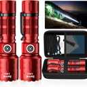 Banral Flashlights High Lumens Rechargeable, Super Bright Long Range Small Powerful Flashlight, 6 Modes LED Tactical Pocket Waterproof Flash Light for Home Emergency (2, Red)