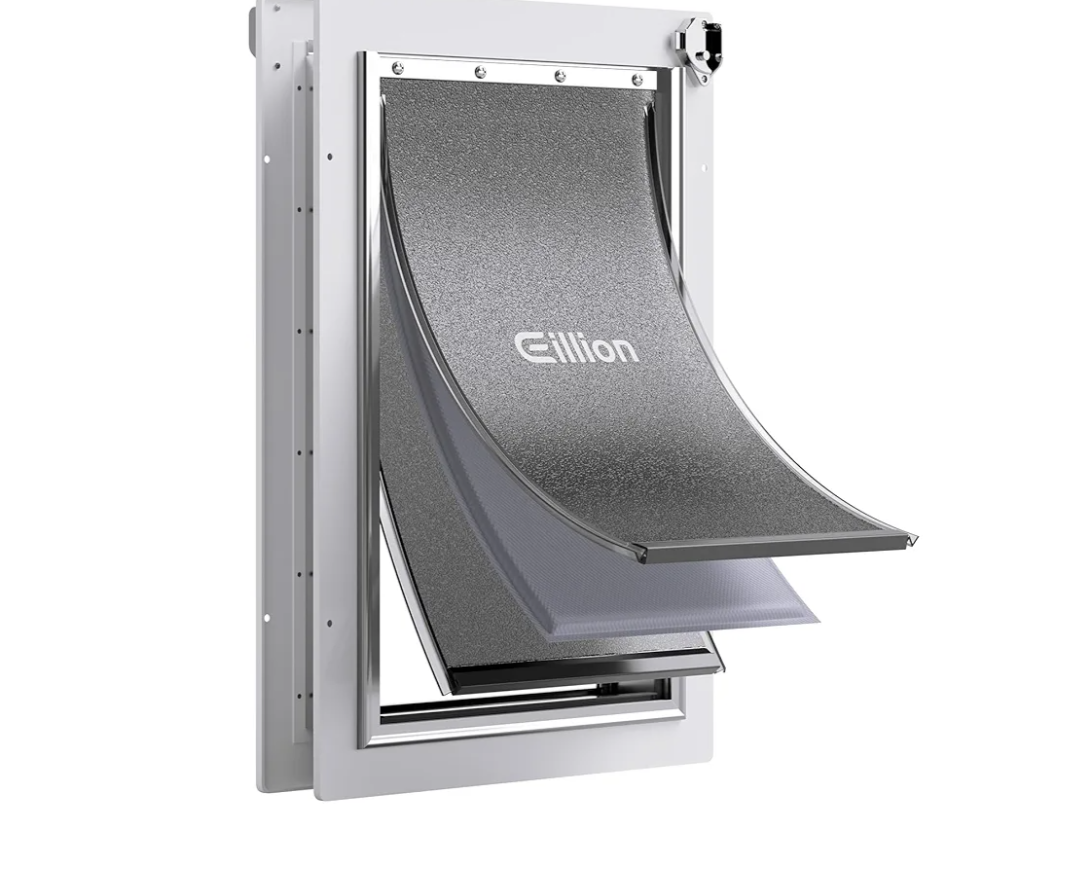 3-Flap Pet Door for Wall Dog Door for Wall Exterior, Large Doggie Door, All-Metal Frame, Metal Closing Panel and Telescoping Tunnel, Pets Up to100 Lb (Large Size)