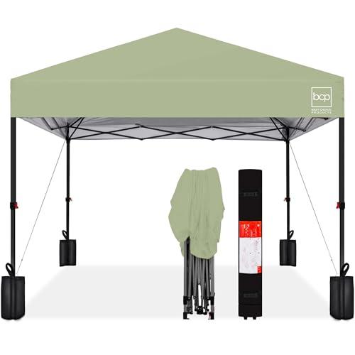 Best Choice Products 10x10ft 1-Person Setup Pop Up Canopy Tent Instant Portable Shelter w/ 1-Button Push, Case, 4 Weight Bags - Sage Green : Patio, Lawn & Garden