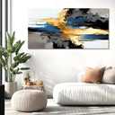 liysawg Wall Art Abstract Wall Art Prints Canvas Painting Black Yellow Blue Modern Large Artwork for Living Room Bedroom Office Home Decor 71"x36", 71L" x 36W"
