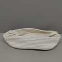 Woven Storage Basket for Toilet Tank Top,Farmhouse Home Decor Organizing Basket for Bathroom,Table and Counter 13"x5.9"x4" Apricot Stitching White