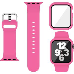 Silicone Sport Band and PC Case with Screen Protector for Apple Watch