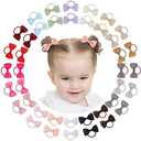 36PCS 2 Inches Baby Girls Hair Bows Ties Mini Boutique Elastic Hair Rubber Ribbon Hair Band Accessories for Kids Toddlers Infants (1-40 PCS - Dark color set)