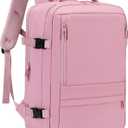 Rcrirth Travel Backpack for Women | Expandable Carry On Backpack with 17.3 Inch Laptop Compartment - Personal Item Travel Bags for Women Nurse Work Bag for Traveling Weekender Business College - Pink