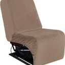 ULTICOR 7-Piece L Shape Sectional Recliner Sofa Covers, Velvet Stretch Reclining Couch Covers for Reclining L Shape Sofa, Thick, Soft, Washable (Taupe, 1 Additional seat)