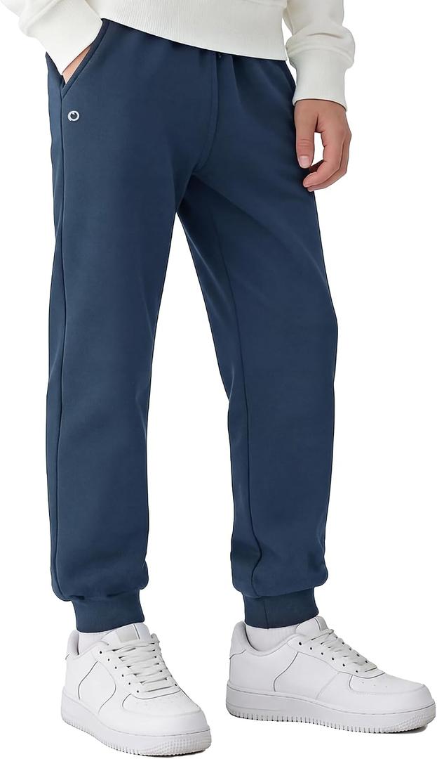 PATPAT Boys Sweatpants Athletic Pants Warm Soft Fleece Joggers 5-14Y (Blue, XS)