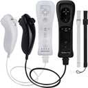 TechKen Motion Plus Wii Controllers 2Packs with Nunchucks, Wii Remote Controllers Compatible for Wii and Wii U with Built in Motion Plus (Black&White)