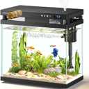 Fish Tank, 2.2 Gallon Smart Aquarium, Small Fish Aquarium Kits with Smart Humidifier, Auto Feeder, Silent Water Pump, Temperature Display & 7-Color Lighting, for Office & Home - Black