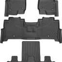 Powerty Floor Mats for 2018-2024 Ford Expedition (Fit 2nd Row Bucket Seats/7 Seats) Accessories All Weather Floor Liner 3D TPE 1st & 2nd Row Floor Mat Heavy-Duty Floor Liners