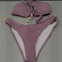 COZYEASE Women's 2 Piece Bikini Set Triangle Halter Tie Back Bathing Suit Set Shell Backless High Cut Swimsuit, Mauve Purple, L