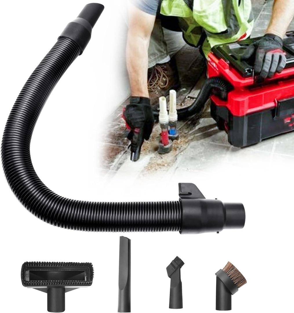 14-37-0105 18V Wet/dry Vac Hose Assembly with Universal Attachments Adapter Kit for Milwaukee M18 18v/28v Vacuum 0880-20 0970-20 (Internal Storage), Use to Pick Up Dust and Debris