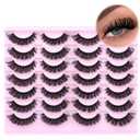 False Eyelashes Volume Russian Strip Lashes D-Curly Fake Eyelashes Extension Wispy Cat Eye Lashes Handmade Soft Reusable 14 Pairs Lashes Pack