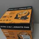 Battery Powered Fan Compatible with Dewalt 20V Max Battery with AC Adapter (No Battery) Up to 650CFM, Variable Speed, Low Noise 30dB, Portable Cordless Fan for Camping, Jobsite