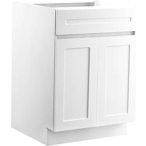 VEVOR White Shaker Base Cabinet with Drawer, 24-Inch Unassembled Drawer Base Cabinet, 24" W x 24" D x 34.5" H Ready to Assemble Cabinet with Soft-Close Doors and Adjustable Shelf, for Home Office