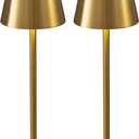 KDG 2 Pack Cordless Table Lamp,Portable LED Desk Lamp, 5000mAh Battery Operated, 3 Color Stepless Dimming Up, for Restaurant/Bedroom/Bars/Outdoor Party/Camping/Coffee Shop Night Light(Gold)
